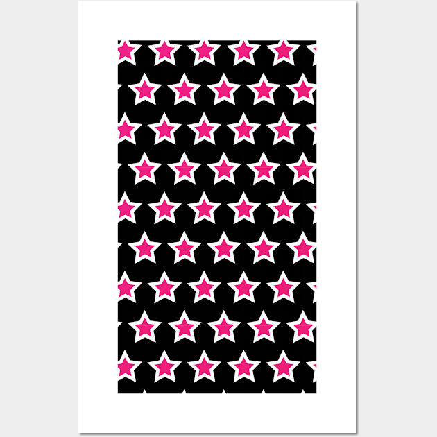 Abiyram | Black and Pink Stars Pattern Wall Art by jeeneecraftz